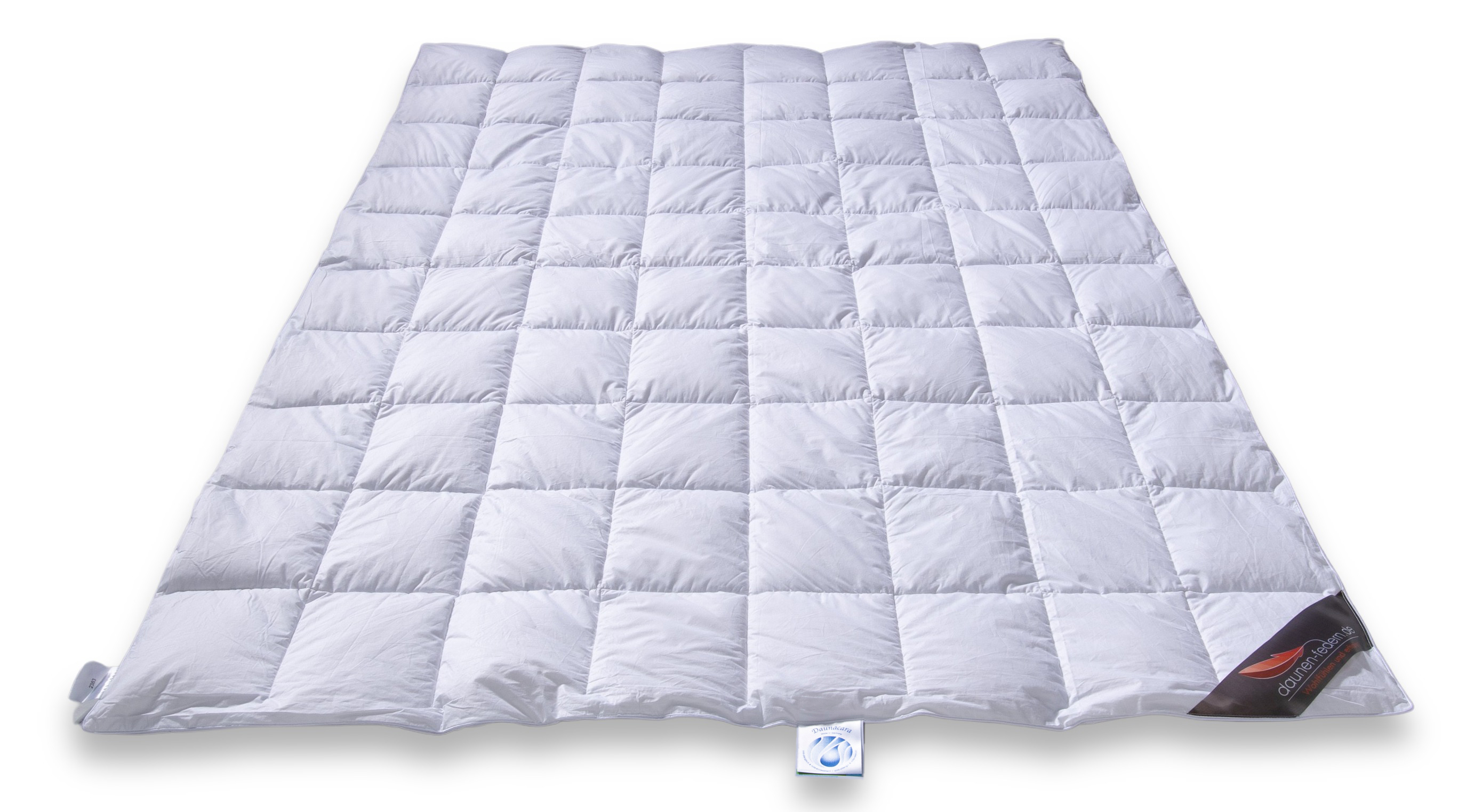 Sommer Bettdecke 135x200 Premium: 100% neue Daunen Klasse 1, atmungsaktiv, 8x10 Karo Stepp frontal