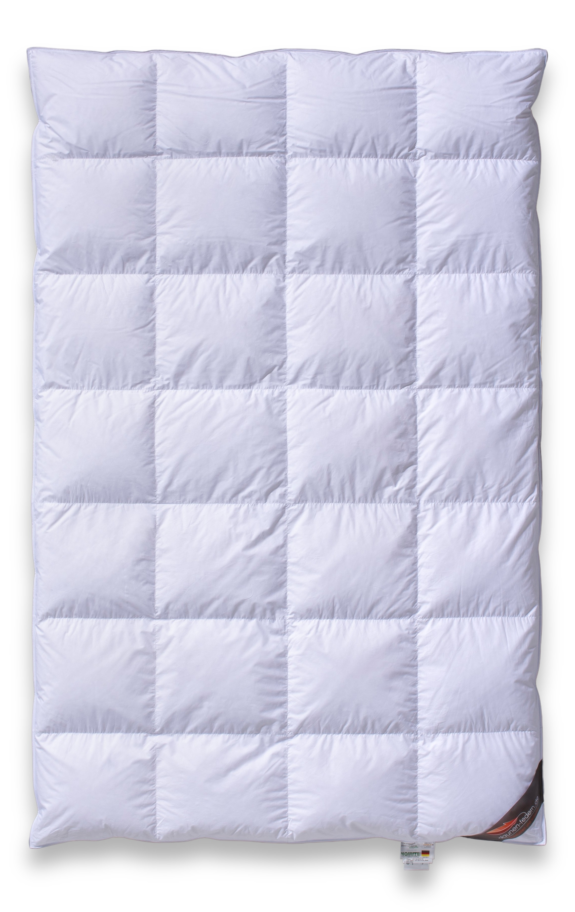 Daunendecke 4x7 Kassetten - 135x200 cm  - 100% arktische Gänsedaunen von oben
