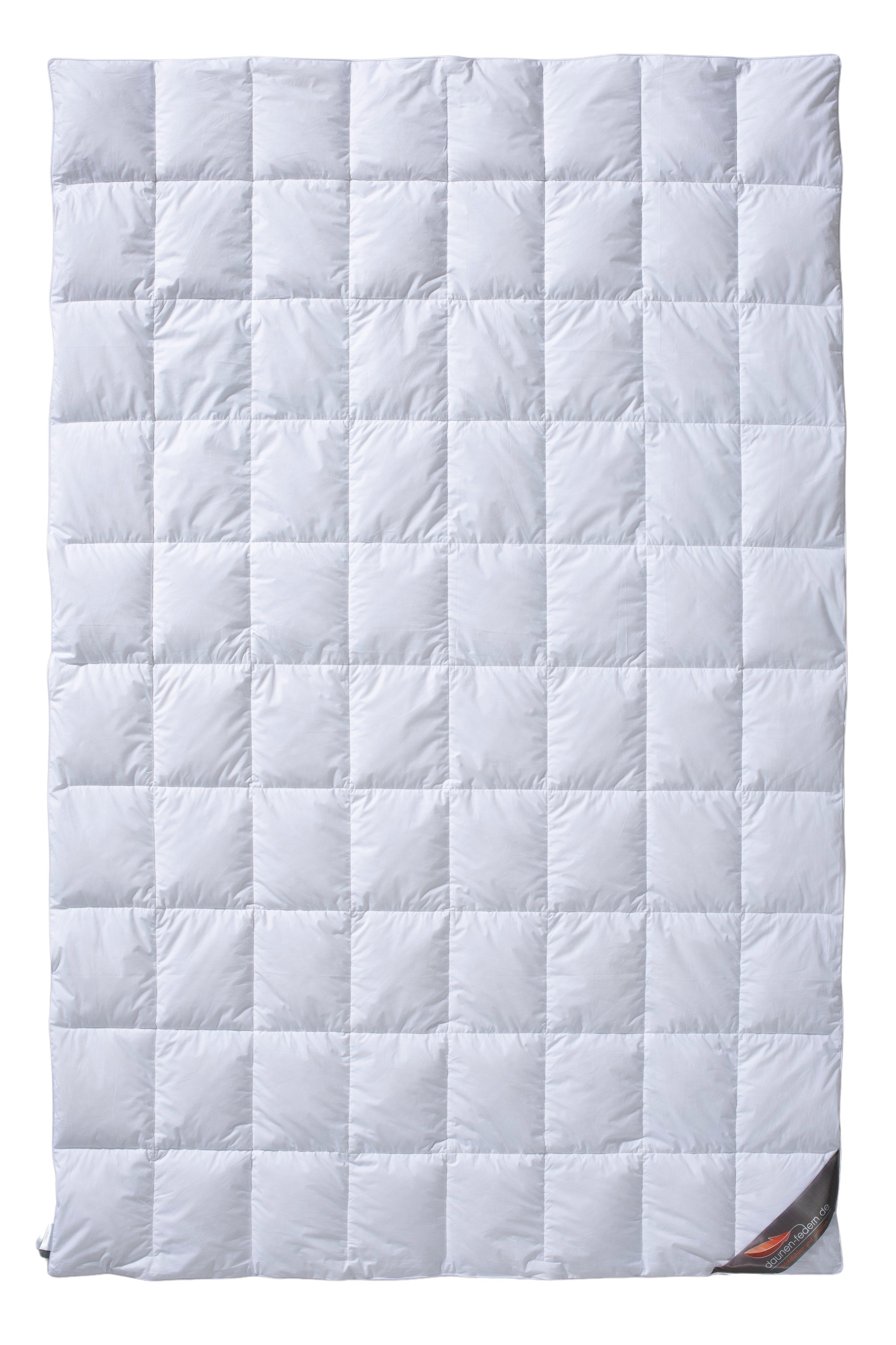 Sommer Bettdecke 135x200 Premium: 100% neue Daunen Klasse 1, atmungsaktiv, 8x10 Karo Stepp von oben