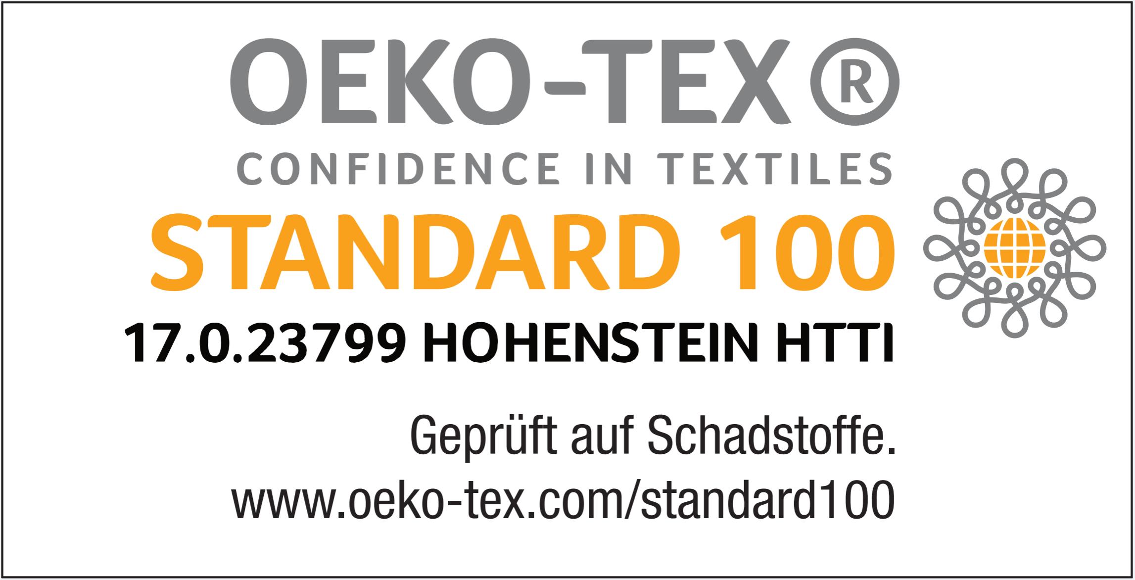 Schadstoffgeprüft nach Oeko Tex Standard 100